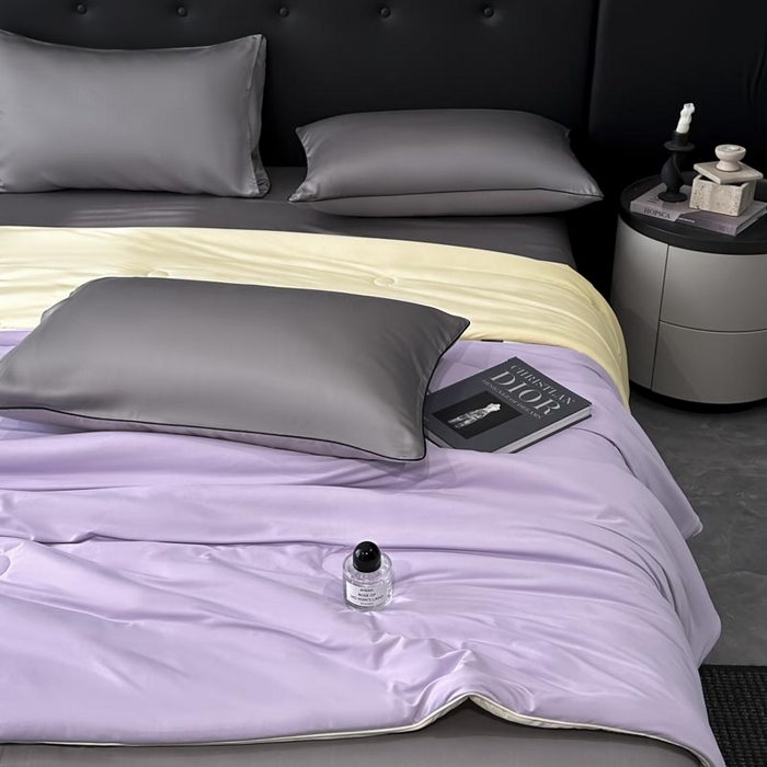 91家纺网 家纺一手货源 找家纺 子由家居 2025新款锦纶凉感大豆纤维夏被被子被芯 即刻凉感-紫色