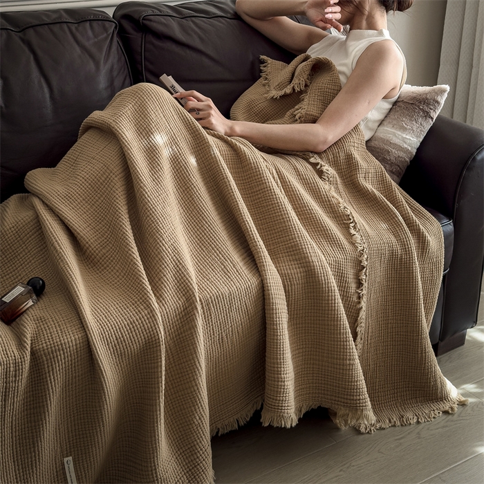 91家纺网 家纺一手货源 找家纺 （总）五月家纺 2025新款A类美拉德全棉夏被纱布毯空调毯飞机毯