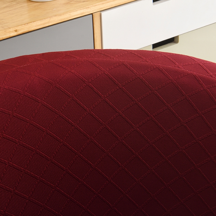 91家纺网 家纺一手货源 找家纺 启博家纺 2025新款针织菱形格半圆卡座沙发套 酒红