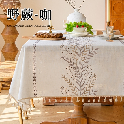 91家纺网 家纺一手货源 找家纺 （总）南通大梧纺织 2025新款植物系绣花桌布（防水）