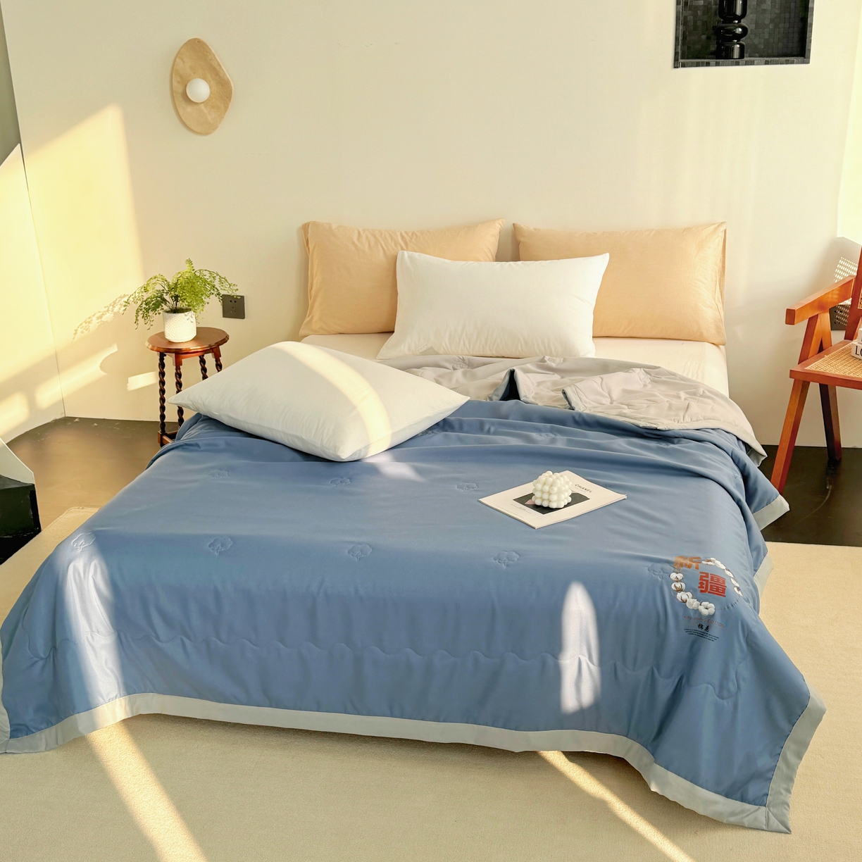 91家纺网 家纺一手货源 找家纺 2025野马新款夏被 糯糯棉-深海蓝