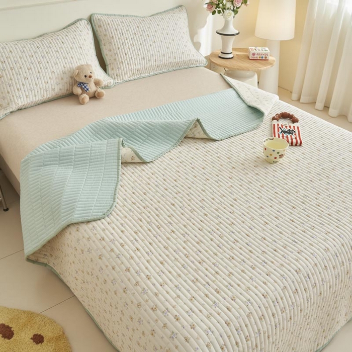 91家纺网 家纺一手货源 找家纺 子由家居 2025新款纯棉印花夹棉床盖 棉花被-花艺