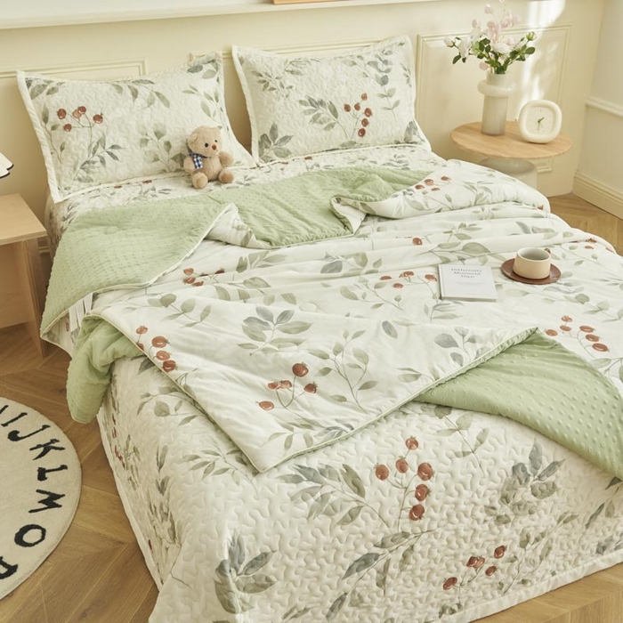 91家纺网 家纺一手货源 找家纺 子由家居 2025新款凉感丝豆豆夏被四件套 凉感豆豆被-硕果累累