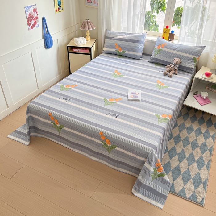 91家纺网 家纺一手货源 找家纺 莱通2025新款原棉老粗布床单 萱朵