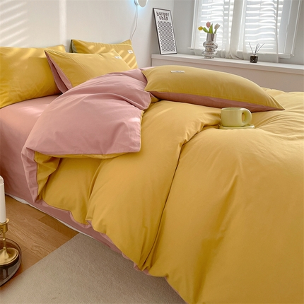 91家纺网 家纺一手货源 找家纺 （总）798家纺 2025新款全棉13070纯色双拼系列单被套场景二