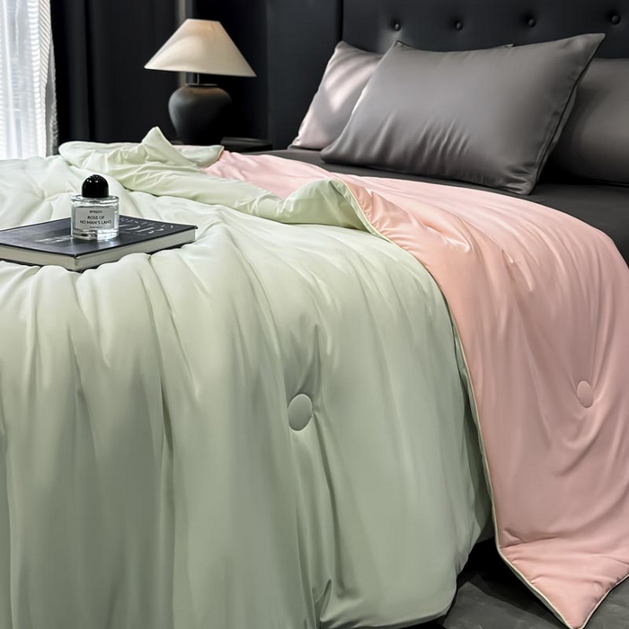 91家纺网 家纺一手货源 找家纺 子由家居 2025新款锦纶凉感大豆纤维夏被被子被芯 即刻凉感-水绿