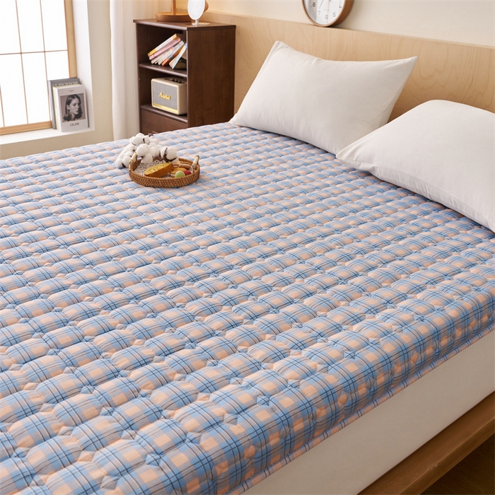 91家纺网 家纺一手货源 找家纺 艺博床垫 2025新款水洗棉棉花床垫成人款 简兮蓝