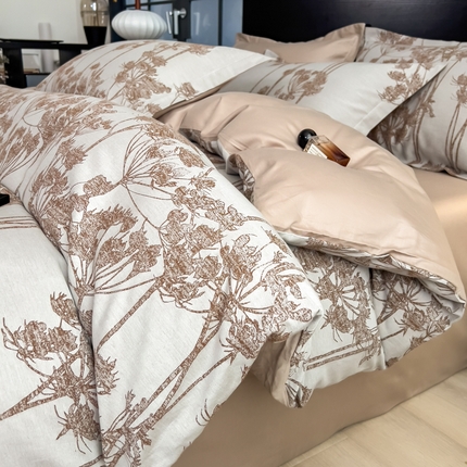 91家纺网 家纺一手货源 找家纺 倾慕家纺 2025新款60S提花全棉四件套 椿屿咖