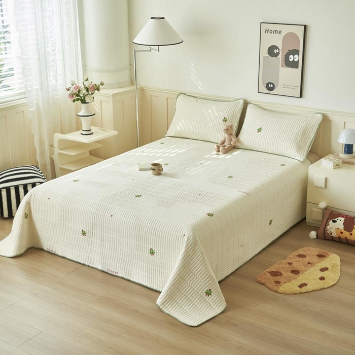 91家纺网 家纺一手货源 找家纺 子由家居 2025新款水洗邹邹纱小清新床盖 床盖-圣诞树