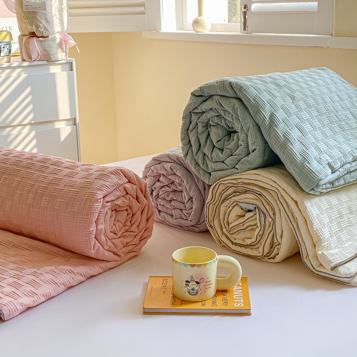 91家纺网 家纺一手货源 找家纺 左右家纺 2025新款华夫格大豆夏被被子被芯 组合