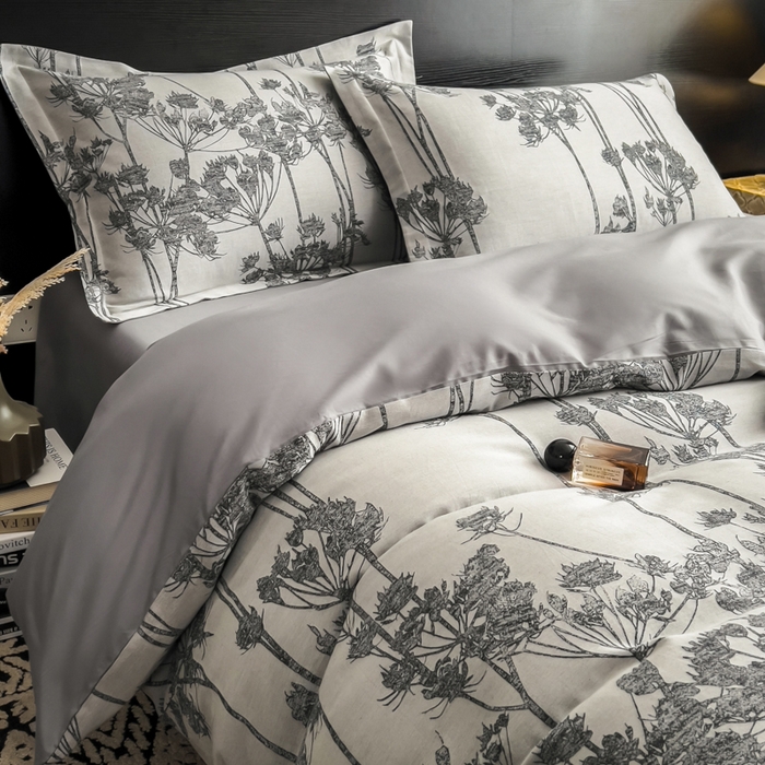 91家纺网 家纺一手货源 找家纺 倾慕家纺 2025新款60S提花全棉四件套 椿屿蓝