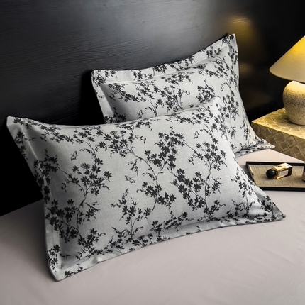 倾慕家纺 2025新款60S提花全棉单品枕套 爱玲说深灰