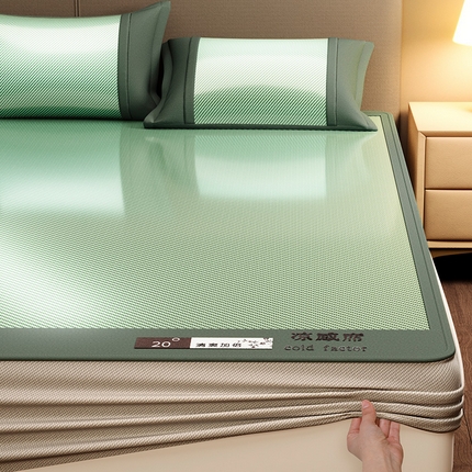 莱轩席业 2025新款轻柔丝凉席冰丝席-凉感席 苹果绿-床笠