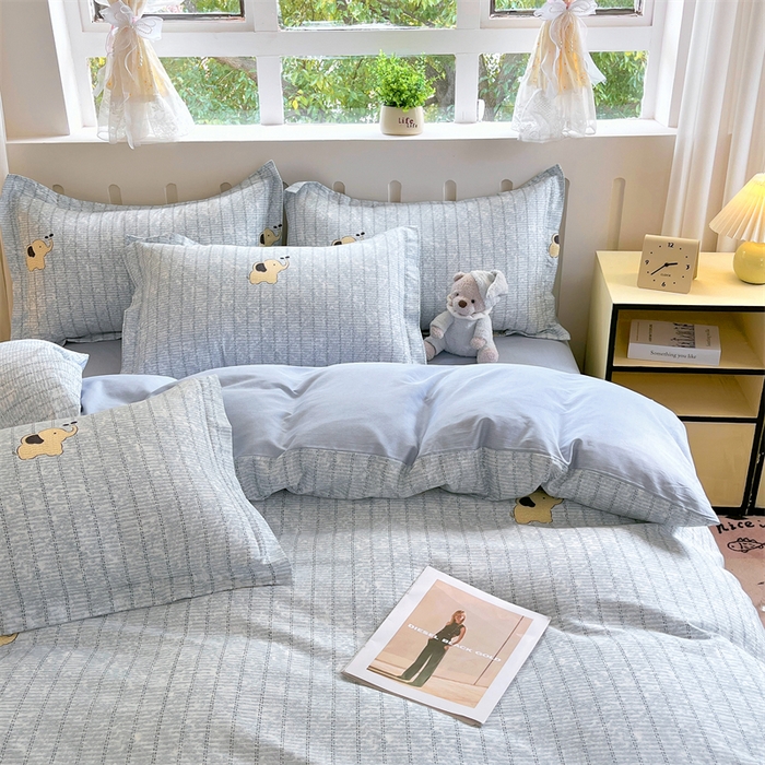 91家纺网 家纺一手货源 找家纺 大吉 2025新款100全棉纯棉喷气小清新被套四件套纯棉三件套床笠四件套单被套单枕套 蜡笔小象