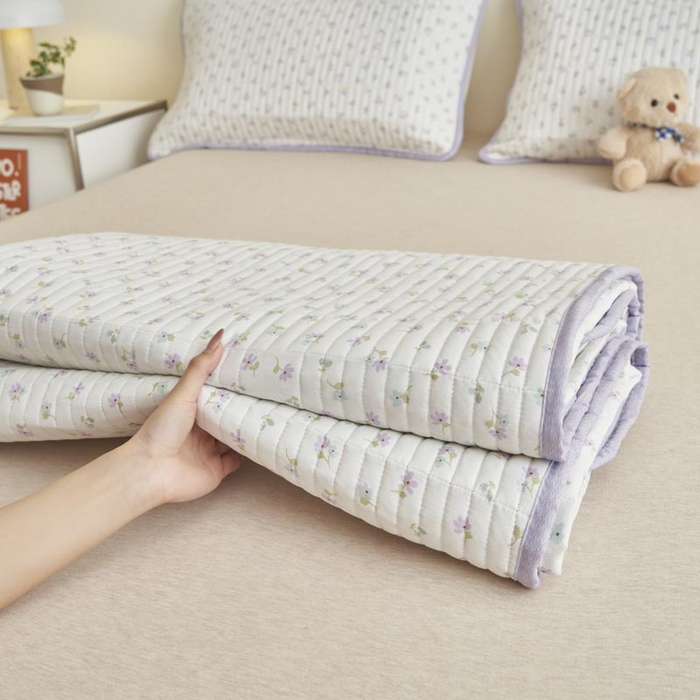 91家纺网 家纺一手货源 找家纺 子由家居 2025新款纯棉印花夹棉床盖 棉花被-花夕