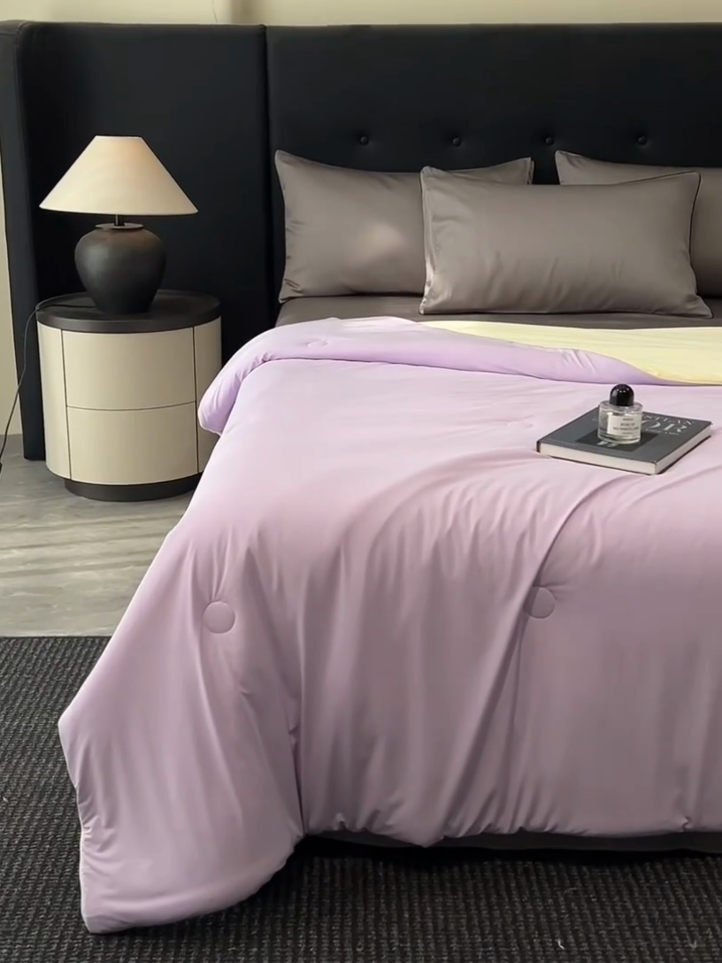 91家纺网 家纺一手货源 找家纺 子由家居 2025新款锦纶凉感大豆纤维夏被被子被芯 即刻凉感-紫色