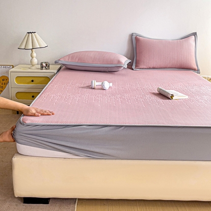 91家纺网 家纺一手货源 找家纺 （总）乐萱家纺 2025新款A类凉感豆豆席三件套PE中分子凉席乙纶凉席床笠