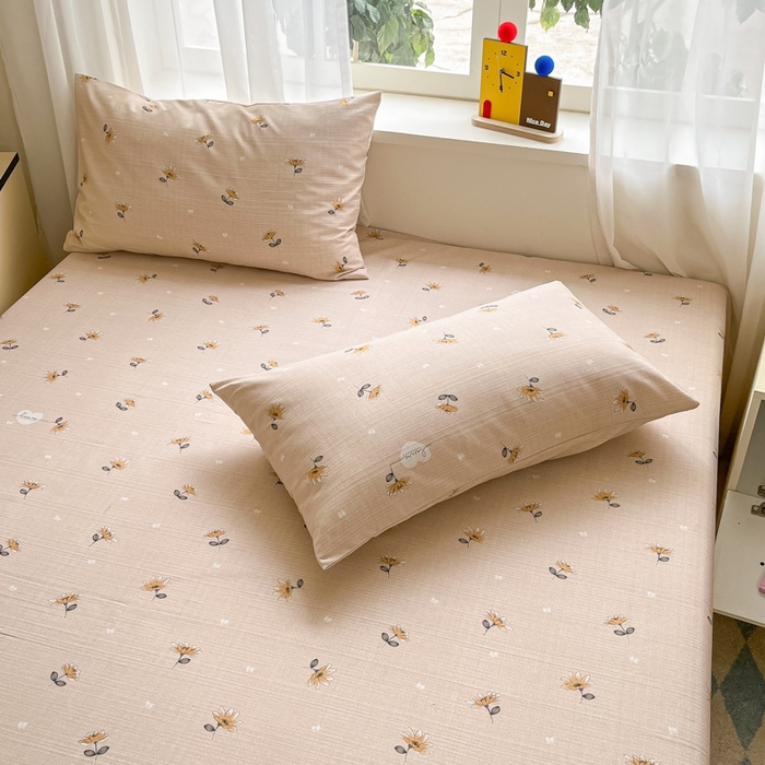 91家纺网 家纺一手货源 找家纺 莱通2025新款原棉老粗布床单 花心浪漫