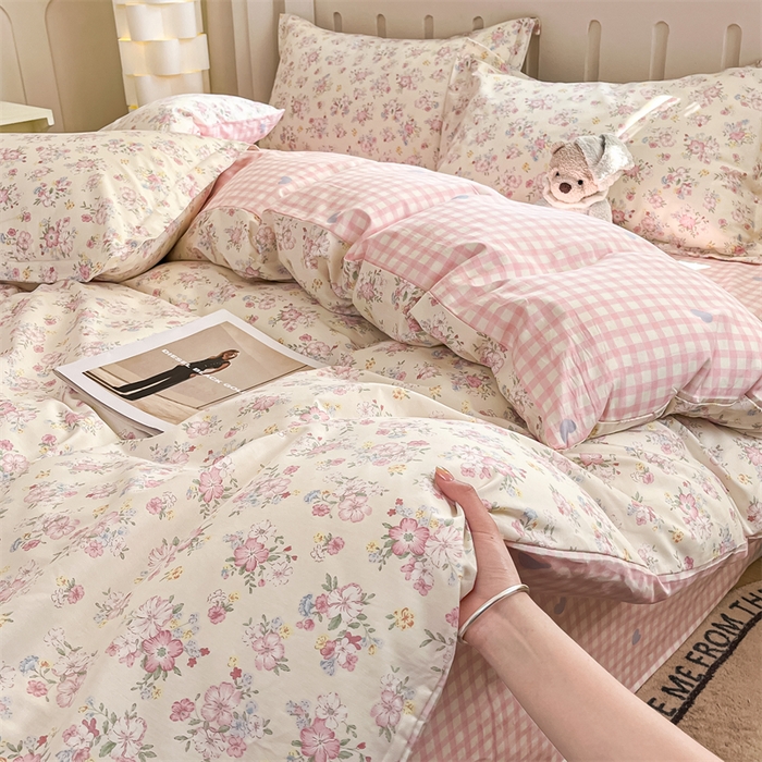 91家纺网 家纺一手货源 找家纺 大吉 2025新款100全棉纯棉喷气小清新被套四件套纯棉三件套床笠四件套单被套单枕套 梦幻花园