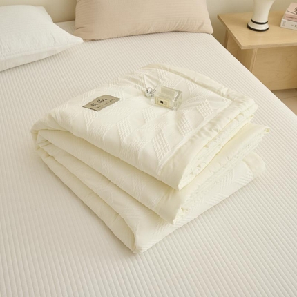 子由家居 2025新款针织菱形格提花大豆被被子被芯 菱形格-奶白