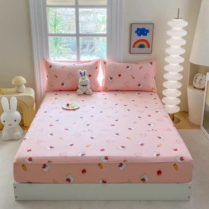 91家纺网 家纺一手货源 找家纺 凌云2025新款13372A类全棉床笠    水果兔