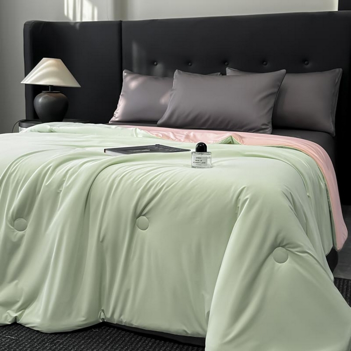 91家纺网 家纺一手货源 找家纺 子由家居 2025新款锦纶凉感大豆纤维夏被被子被芯 即刻凉感-水绿