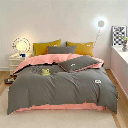 91家纺网 家纺一手货源 找家纺 （总）798家纺 2025新款全棉13070纯色双拼系列四件套场景二