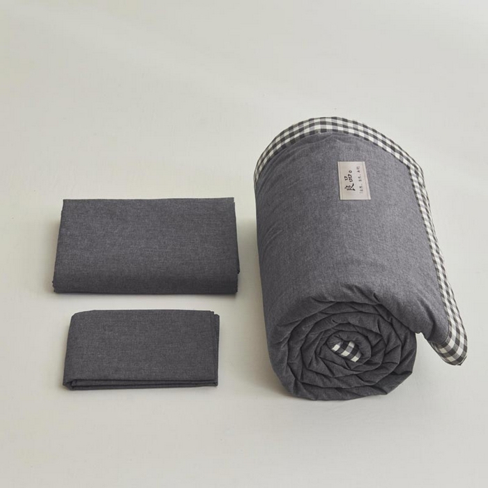 91家纺网 家纺一手货源 找家纺 子由家居 2025新款水洗棉棋盘格织标大豆纤维夏被被子被芯 棋盘格边夏被-暗灰