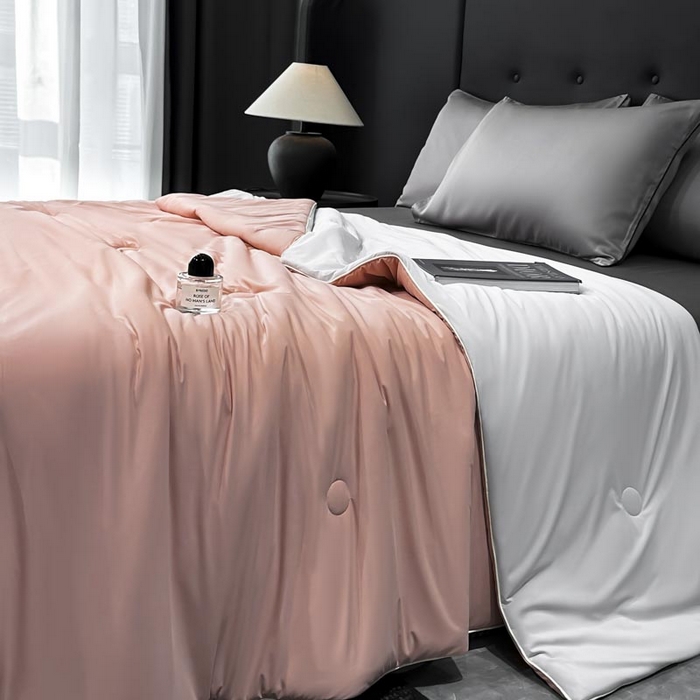 91家纺网 家纺一手货源 找家纺 子由家居 2025新款锦纶凉感大豆纤维夏被被子被芯 即刻凉感-浅豆沙