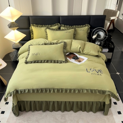 找底底 2025新款亲肤舒适云朵棉刺绣四件套 果绿