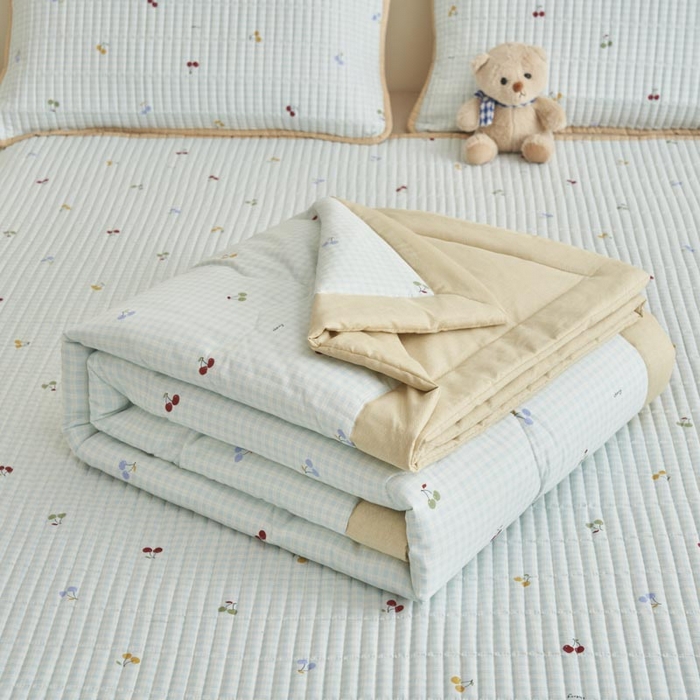 91家纺网 家纺一手货源 找家纺 子由家居 2025新款纯棉新疆棉花被被子被子 棉花被-方格樱桃