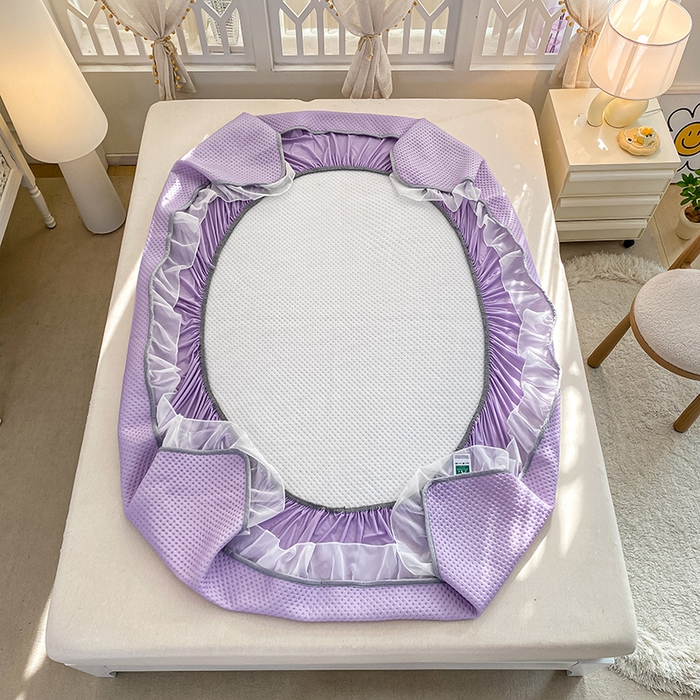 91家纺网 家纺一手货源 找家纺 眠势力 2025新款华夫格花边床笠豆豆凉席款夏季凉感床垫保护套 （提供买家秀） 香芋紫