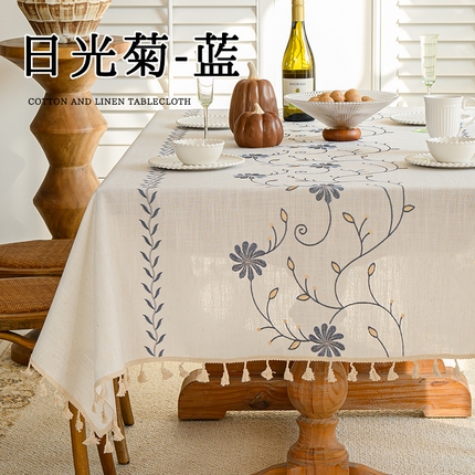 91家纺网 家纺一手货源 找家纺 （总）南通大梧纺织 2025新款植物系绣花桌布（防水）