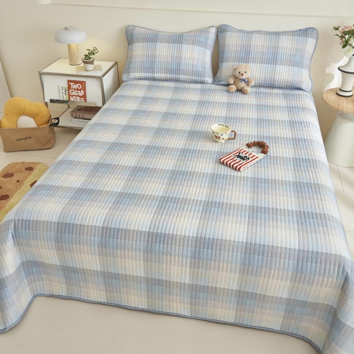 91家纺网 家纺一手货源 找家纺 子由家居 2025新款纯棉印花夹棉床盖 棉花被-经典格