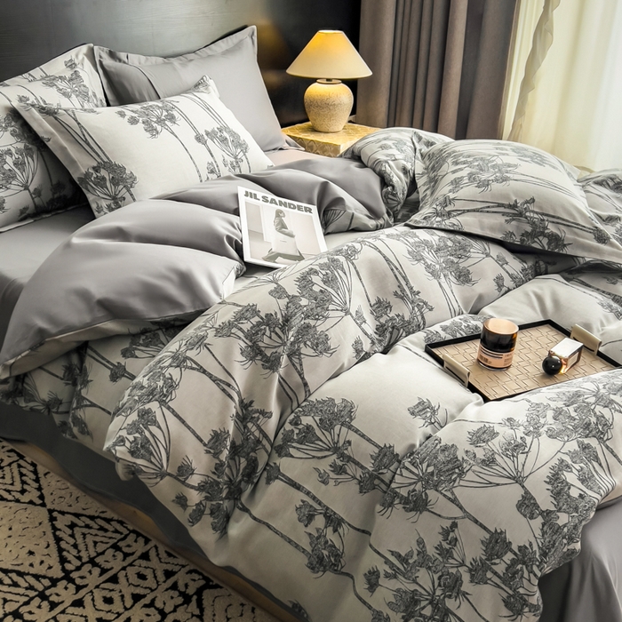 91家纺网 家纺一手货源 找家纺 倾慕家纺 2025新款60S提花全棉单品被套 椿屿蓝