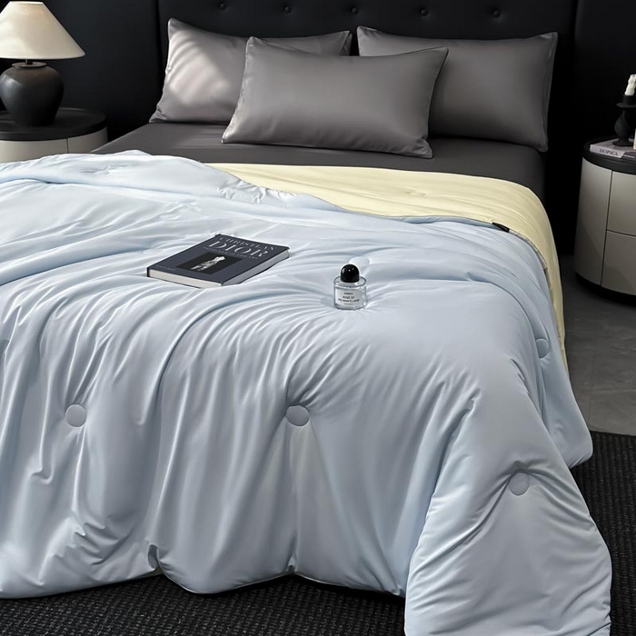 91家纺网 家纺一手货源 找家纺 子由家居 2025新款锦纶凉感大豆纤维夏被被子被芯 即刻凉感-天蓝