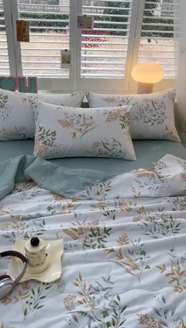 91家纺网 家纺一手货源 找家纺 洺兰家居 2025新款A类全棉印花麻绳款夏被四件套 麦香