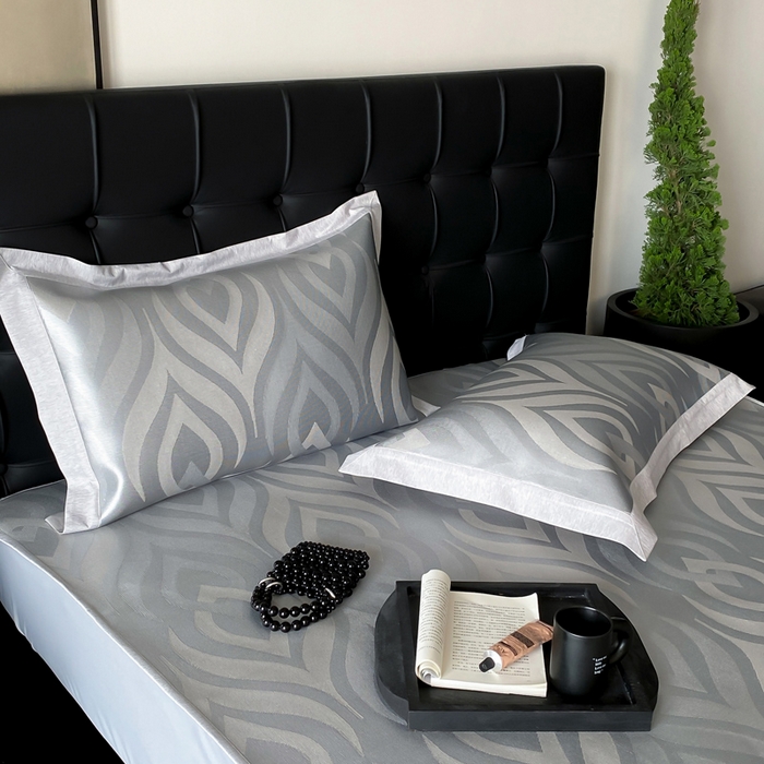 91家纺网 家纺一手货源 找家纺 由有家居 2025新款A类轻奢高精密7A抗菌色织可水洗冰丝床笠款凉席三件套 风尚