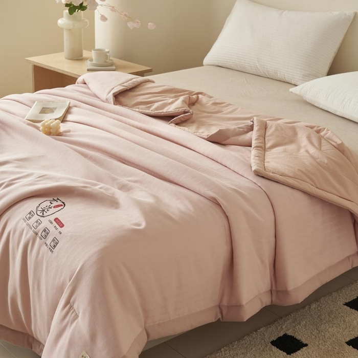 91家纺网 家纺一手货源 找家纺 子由家居 2025新款水洗棉原棉提花大豆夏被被子被芯 原棉-粉