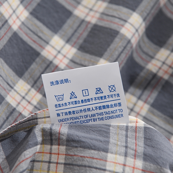 91家纺网 家纺一手货源 找家纺 润淳家居 2025新款A类全棉水洗棉四件套三件套 莱卡灰 小格