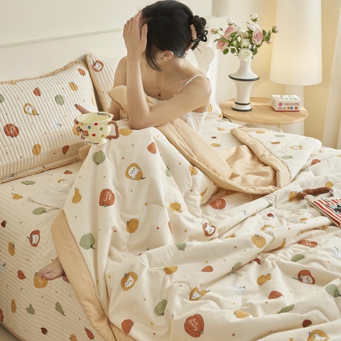 91家纺网 家纺一手货源 找家纺 子由家居 2025新款纯棉新疆棉花被被子被子 棉花被-南瓜