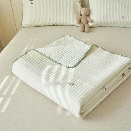 子由家居 2025新款水洗邹邹纱小清新床盖 床盖-樱桃