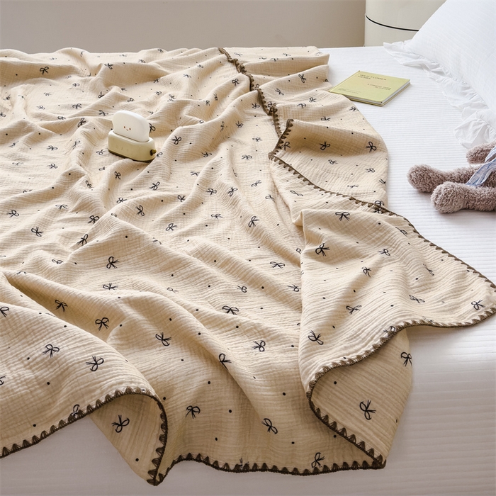 91家纺网 家纺一手货源 找家纺 （总）五月家纺 2025新款A类全棉双层纱布毯夏被毯盖毯双层纱浴巾毯