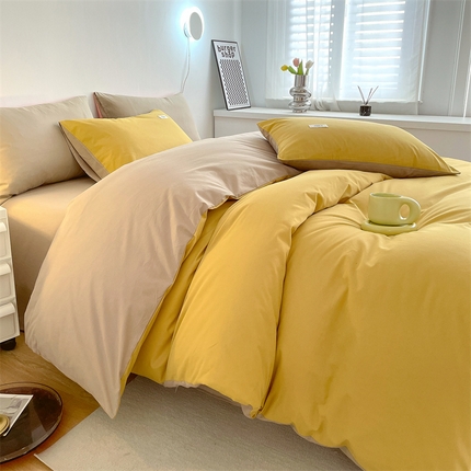 91家纺网 家纺一手货源 找家纺 （总）798家纺 2025新款全棉13070纯色双拼系列单被套场景二