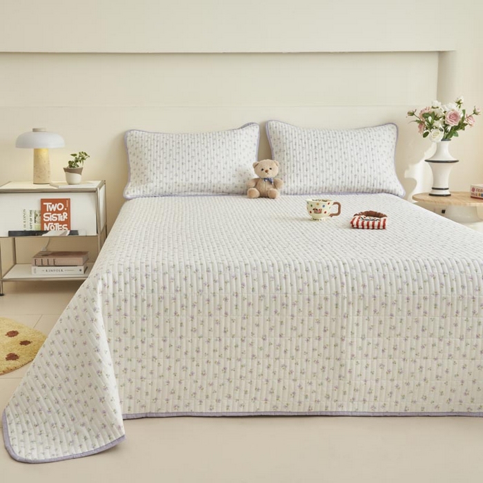 91家纺网 家纺一手货源 找家纺 子由家居 2025新款纯棉印花夹棉床盖 棉花被-花夕