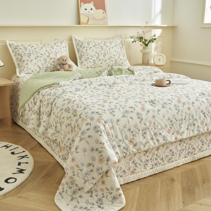 91家纺网 家纺一手货源 找家纺 子由家居 2025新款凉感丝豆豆夏被四件套 凉感豆豆被-花期