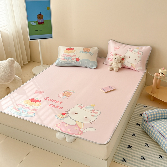 91家纺网 家纺一手货源 找家纺 慕尚家纺 2025新款凉感卡通工艺席 Kitty 猫