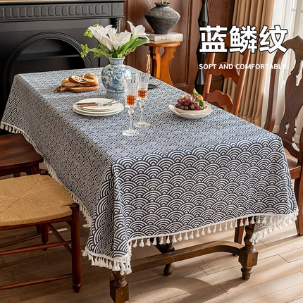 91家纺网 家纺一手货源 找家纺 （总）南通大梧纺织 2025新款桌布-仿棉麻小穗边