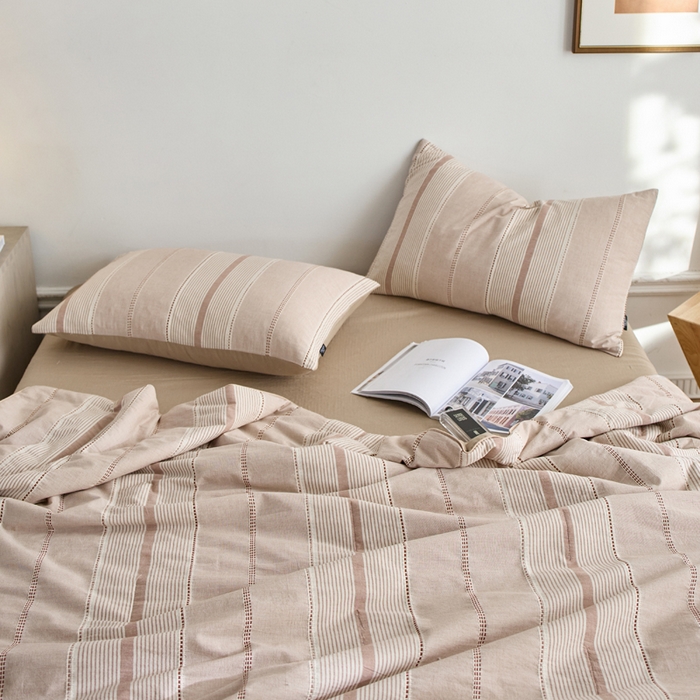 91家纺网 家纺一手货源 找家纺 2025新款原创侘寂系列全棉夏被-夏被四件套 瑞系蜜粉