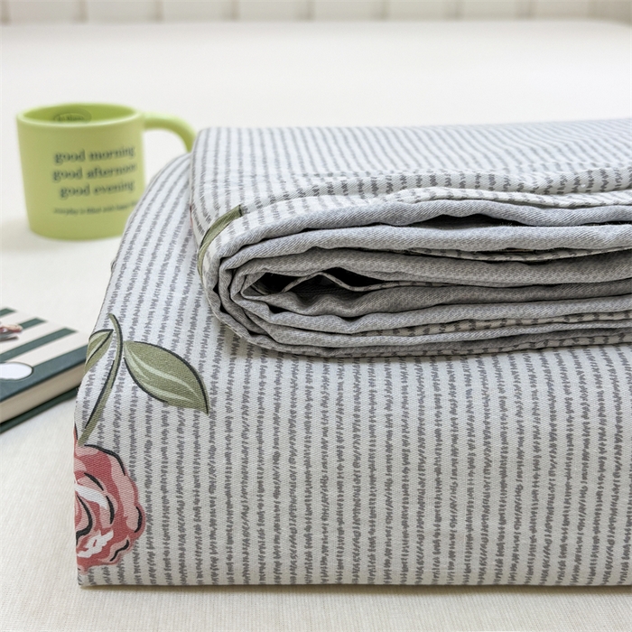 91家纺网 家纺一手货源 找家纺 大吉 2025新款100全棉纯棉喷气小清新被套四件套纯棉三件套床笠四件套单被套单枕套 法南玫瑰